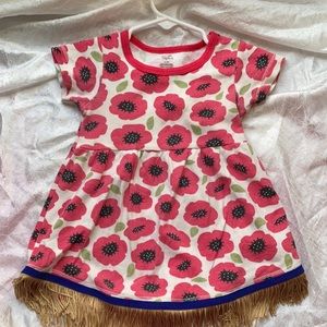 Touched by Nature. 100% Organic cotton. Fringed , 6-9 months, dark pink flowers.